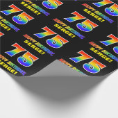 75誕生日:はっきりした,おもしろい,シンプル,レインボー75 ラッピングペーパー (角)