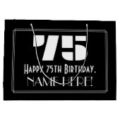 75誕生日～アールデコインスパイア見る"75" +名前 ラージペーパーバッグ (裏面)