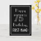 75誕生日:アールデコスタイル番号75および名前をカスタムする カード (黄色い花)