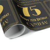 75誕生日～アールデコ見るインスパイア"75"，名前 ラッピングペーパー (ロールコーナー)