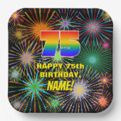 75誕生日:カラフルおもしろい祝賀花火 ペーパープレート (正面)