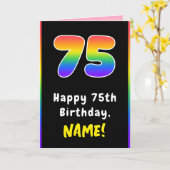 75誕生日:カラフルレインボー# 75,名前をカスタムする カード (黄色い花)