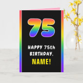 75誕生日:カラフルレインボー# 75,名前をカスタムする カード (黄色い花)