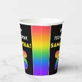 75誕生日:カラフルレインボー# 75,名前をカスタムする 紙コップ (右)