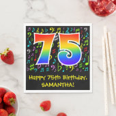75誕生日-カラフル音楽シンボル、レインボー75 スタンダードランチョンナプキン (インサイチュ)