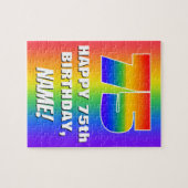 75誕生日: カラフル、おもしろいレインボーパターン# 75 ジグソーパズル (横)