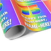 75誕生日: カラフル、おもしろいレインボーパターン# 75 ラッピングペーパー (ロールコーナー)