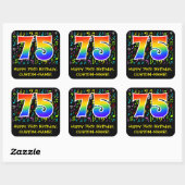 75誕生日:カラフルMusic Symbols, Rainbow 75 スクエアシール (シート)