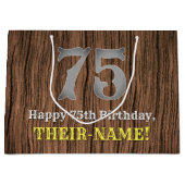 75誕生日：カントリーインスパイアウエスタンルック、名前 ラージペーパーバッグ (正面)