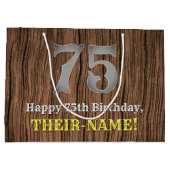 75誕生日：カントリーインスパイアウエスタンルック、名前 ラージペーパーバッグ (裏面)