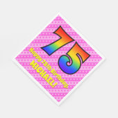 75誕生日:ピンクストライプのハート、レインボー# 75 スタンダードランチョンナプキン (角)