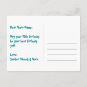 75誕生日:ピンクストライプハート、レインボー75 ポストカード (裏面)