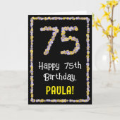 75誕生日:フローラ花数名前をカスタムする カード (黄色い花)