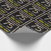 75誕生日:フローラ花数名前をカスタムする ラッピングペーパー (角)