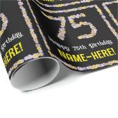 75誕生日:フローラ花数名前をカスタムする ラッピングペーパー (ロールコーナー)