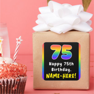 75誕生日:レインボースペクトル# 75、名前をカスタムする スクエアシール