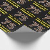 75誕生日:名前フェイク&木目パターン「75」 ラッピングペーパー (角)