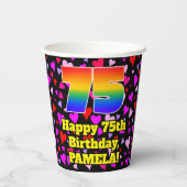 75誕生日：愛するハートパターン， Rainbow 75 紙コップ (裏面)