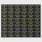 75誕生日:豪華エレガントなフェイク金ゴールドルック# ラッピングペーパー (フラット)