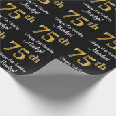 75誕生日：豪華エレガントなフェイク金ゴールドルック# ラッピングペーパー (角)