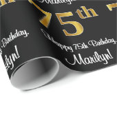 75誕生日：豪華エレガントなフェイク金ゴールドルック# ラッピングペーパー (ロールコーナー)