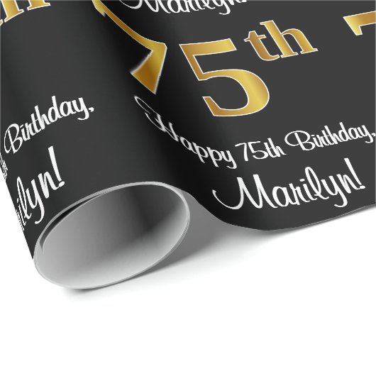 75誕生日:豪華エレガントなフェイク金ゴールドルック# ラッピングペーパー (ロールコーナー)