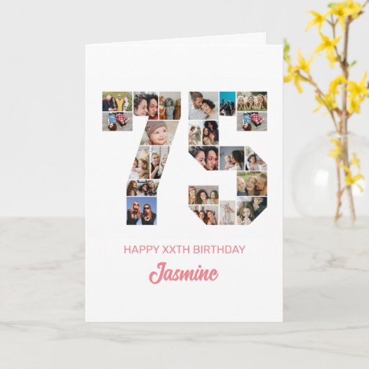 75誕生日Number 75フォトコラージュパーソナライズされた カード (黄色い花)
