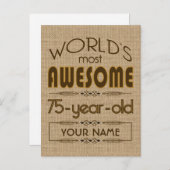 75誕生祝いワールド最高のファブラス インビテーションポストカード (正面/裏面)