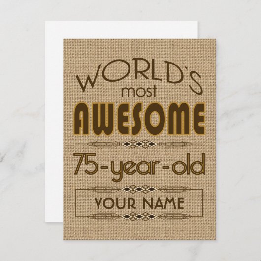 75誕生祝いワールド最高のファブラス インビテーションポストカード (正面/裏面)