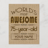75誕生祝いワールド最高のファブラス インビテーションポストカード (正面)