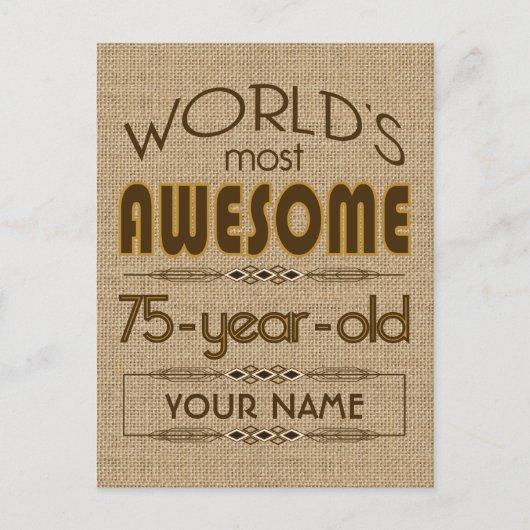 75誕生祝いワールド最高のファブラス インビテーションポストカード (正面)