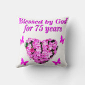 75賛美番目の誕生日フローラデザイン クッション (裏面)