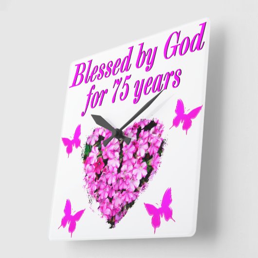 75賛美番目の誕生日フローラデザイン スクエア壁時計 (傾斜)