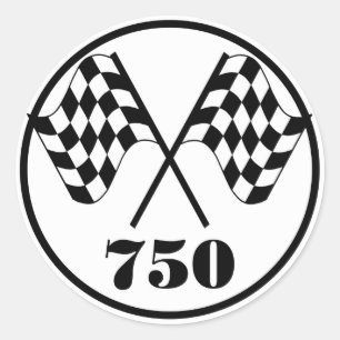 750のチェック模様の旗 ラウンドシール