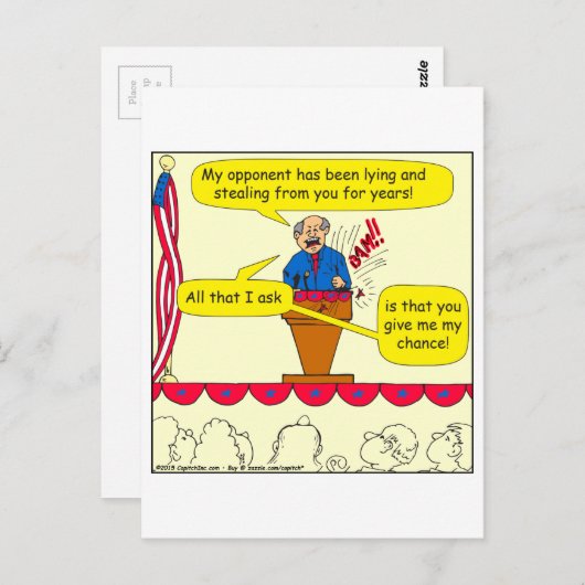 751私与えは偶然の政治的漫画 ポストカード (正面/裏面)