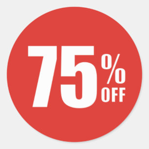75%割引販売のステッカーを離れた75% ラウンドシール