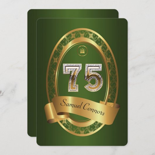 75，誕生日パーティーの女性，色エレガント, 招待状 (正面/裏面)