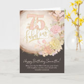 75 & Fabulous Floral Photo Personalized Birthday カード (黄色い花)