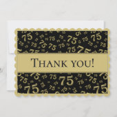 75 "Thank you!" Black/Gold Number Pattern サンキューカード (正面)