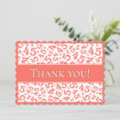 75 "Thank you!" Coral/White Number Pattern サンキューカード (スタンド正面)