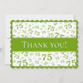 75 "Thank you!" Green/White Number Pattern サンキューカード (正面)