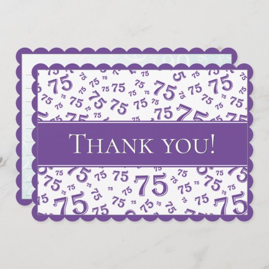 75 "Thank you!" Purple/White Number Pattern サンキューカード (正面/裏面)