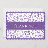 75 "Thank you!" Purple/White Number Pattern サンキューカード (正面)