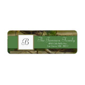 .75"x2.25インチ差出人住所グリーンディアーと迷彩柄 ラベル (正面)