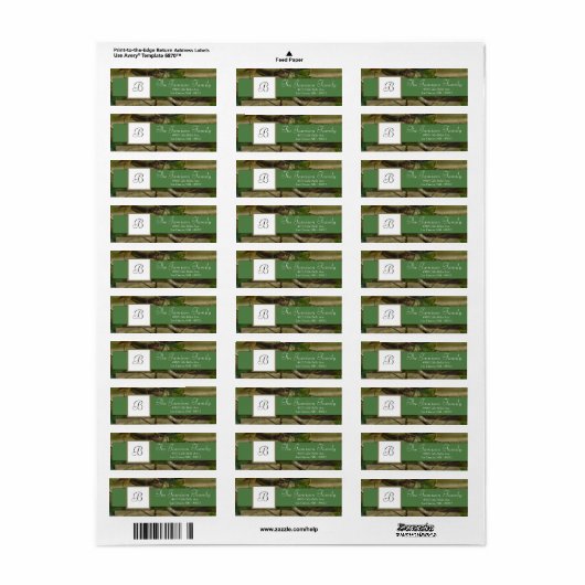 .75"x2.25インチ差出人住所グリーンディアーと迷彩柄 ラベル (フルシート)