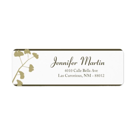 .75"x2.25インチ差出人住所ホワイトイチョウ葉 ラベル (正面)