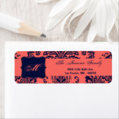 .75"x2.25インチ差出人住所ラベルネイビーブルーダマスク ラベル (インサイチュ)