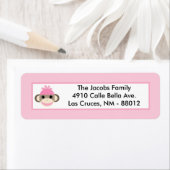 .75"x2.25インチ差出人住所ラベルピンクソックモンキー ラベル (インサイチュ)