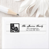 .75"x2.25インチ差出人住所ラベルブラックレースダマスク ラベル (インサイチュ)