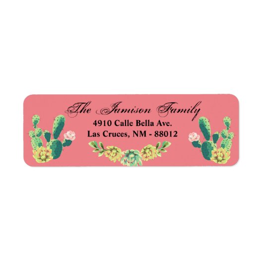 .75"x2.25インチ差出人住所ラベルボヘミアンサボテンSu ラベル (正面)